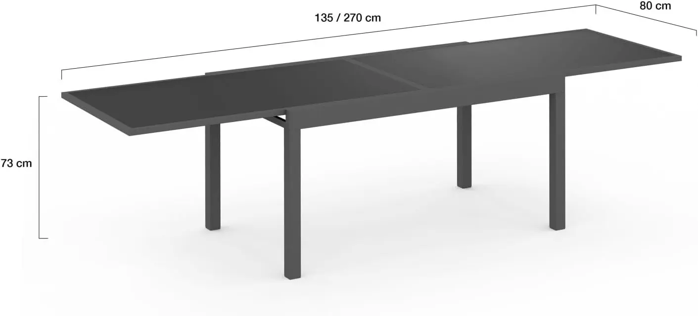 Table de jardin 12 places en aluminium gris 5 x 65 cm vue 3
