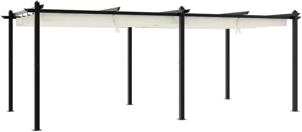 Pergola en aluminium crème 3x6 m rétractable vue 3