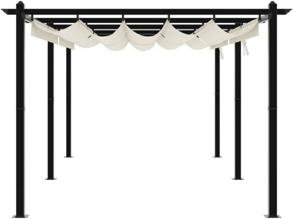 Pergola en aluminium crème 3x6 m rétractable vue 5