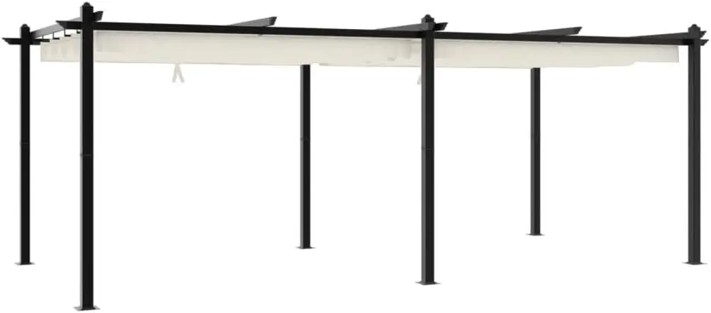 Pergola en aluminium crème 3x6 m rétractable vue 6