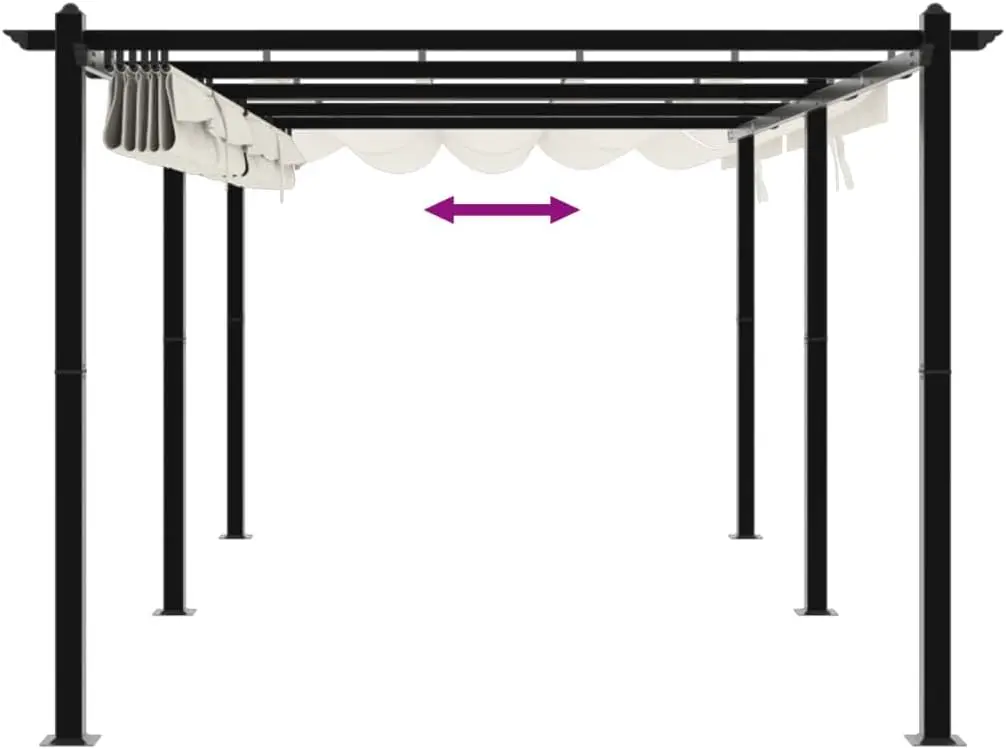 Pergola en aluminium crème 3x6 m rétractable vue 7