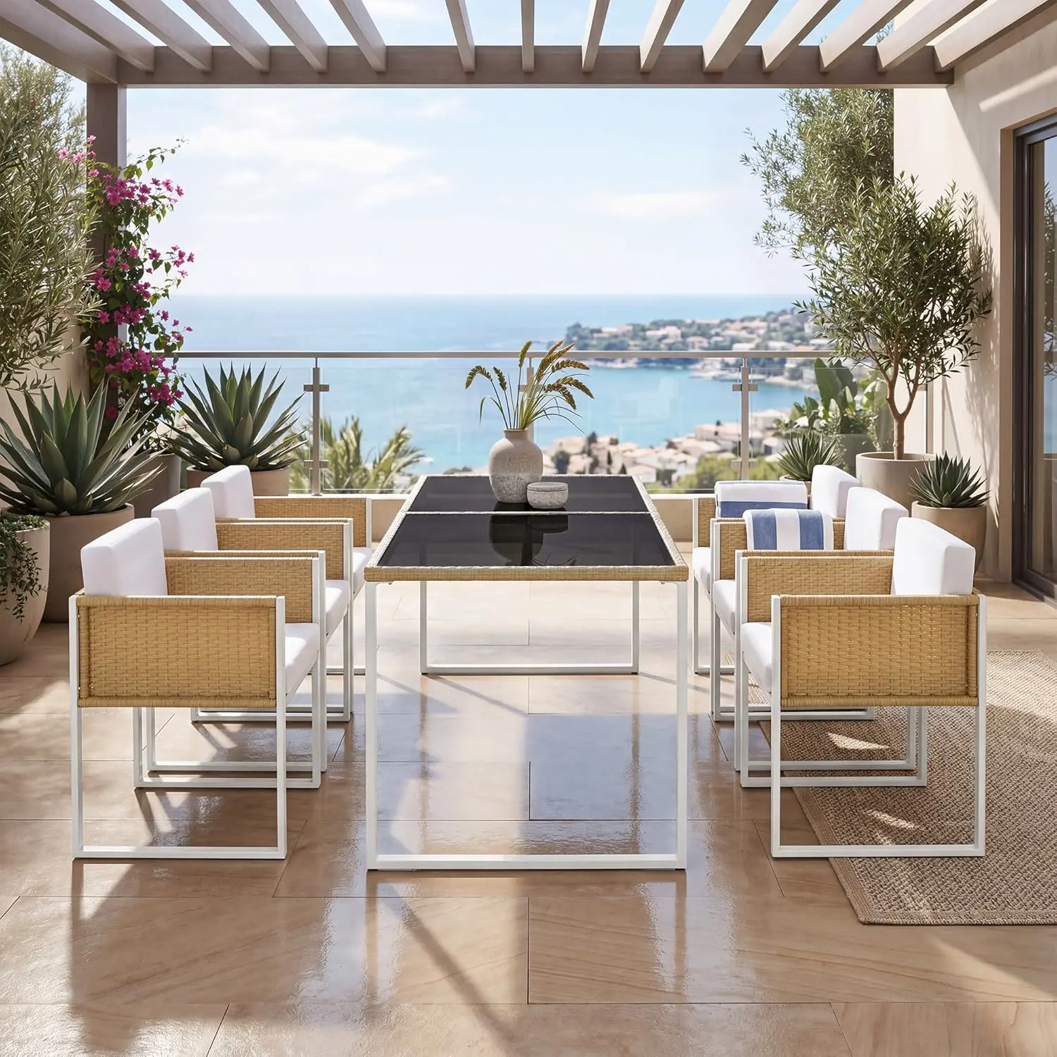 Salon de jardin 4 places beige 120 x 60 vue 9