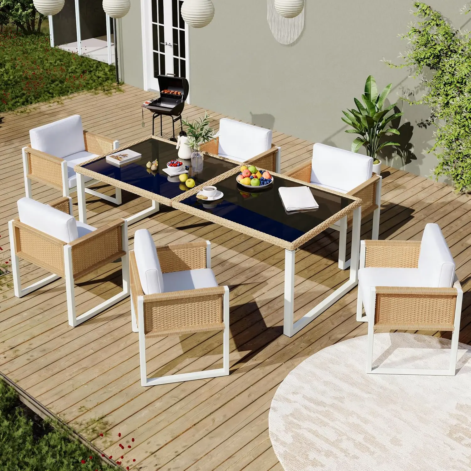 Table et Chaise de Jardin Exterieur 6 Personnes