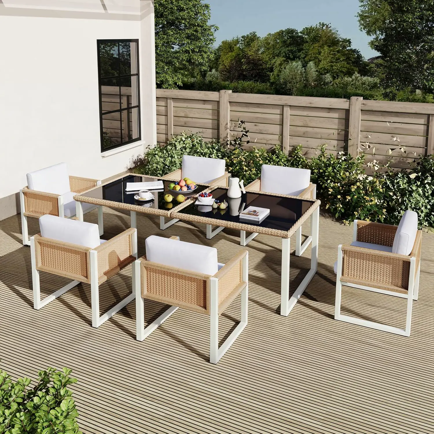 Salon de jardin 6 places en acier gris 56 x 71,5 vue 5