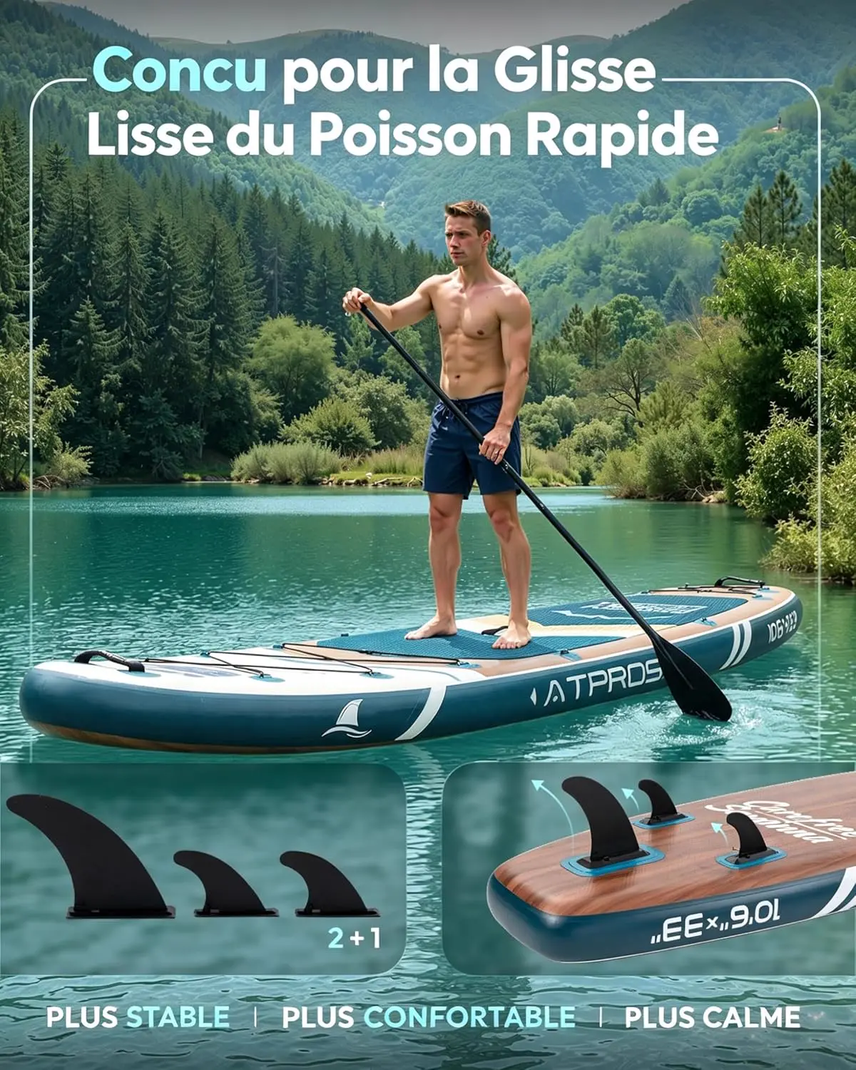 Paddle gonflable 2 places en aluminium 320 × 84 cm vue 4