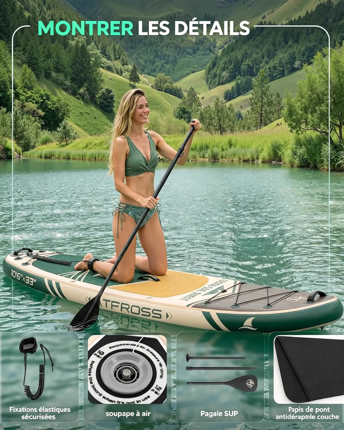 Paddle gonflable 2 places en aluminium 320 × 84 cm vue 5