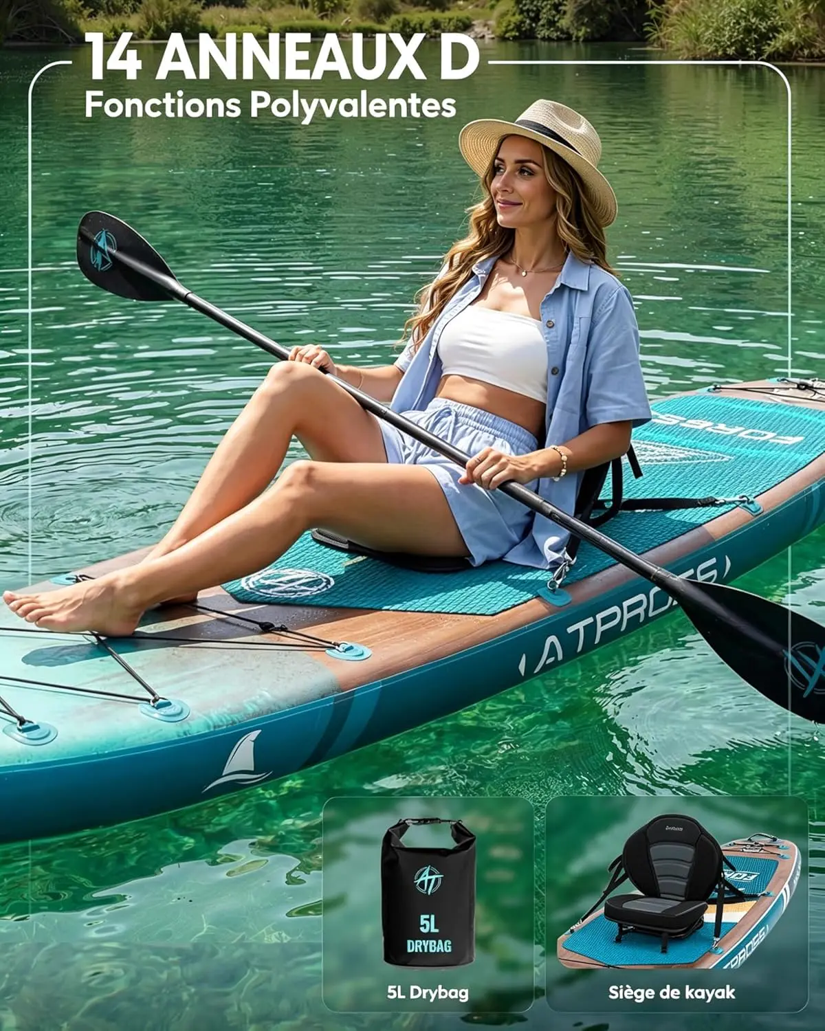 Paddle gonflable 2 places en aluminium 320 × 84 cm vue 9