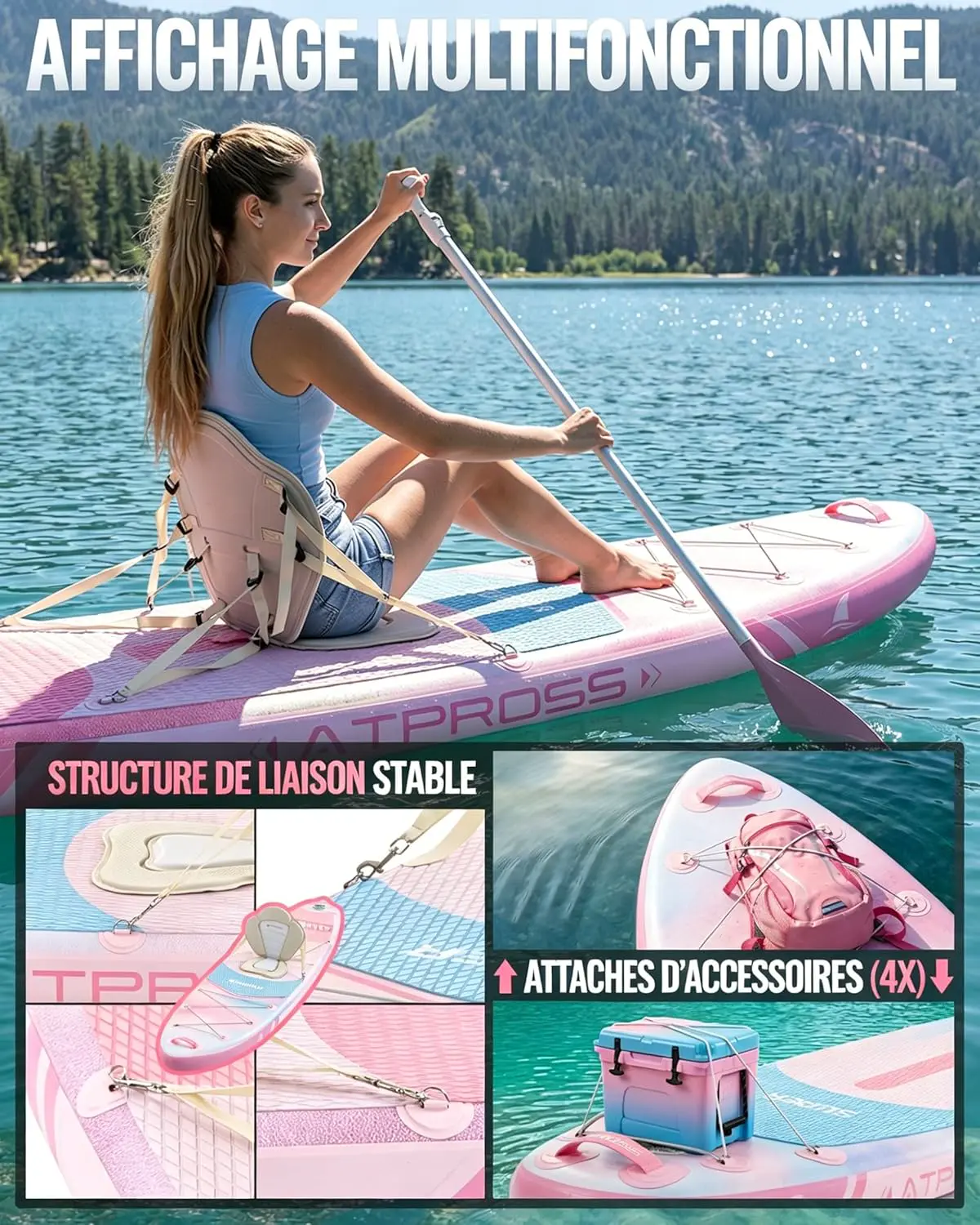 Paddle gonflable Stand Up Paddle Gonflable Adulte avec Siège K… vue 8