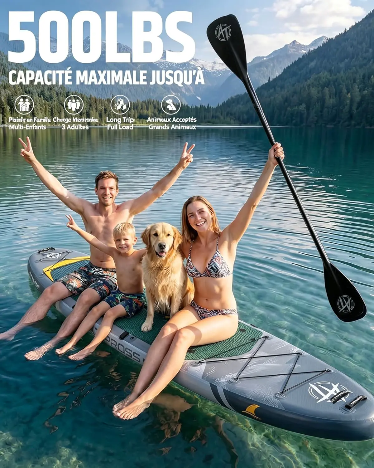 Paddle gonflable gris vue 2