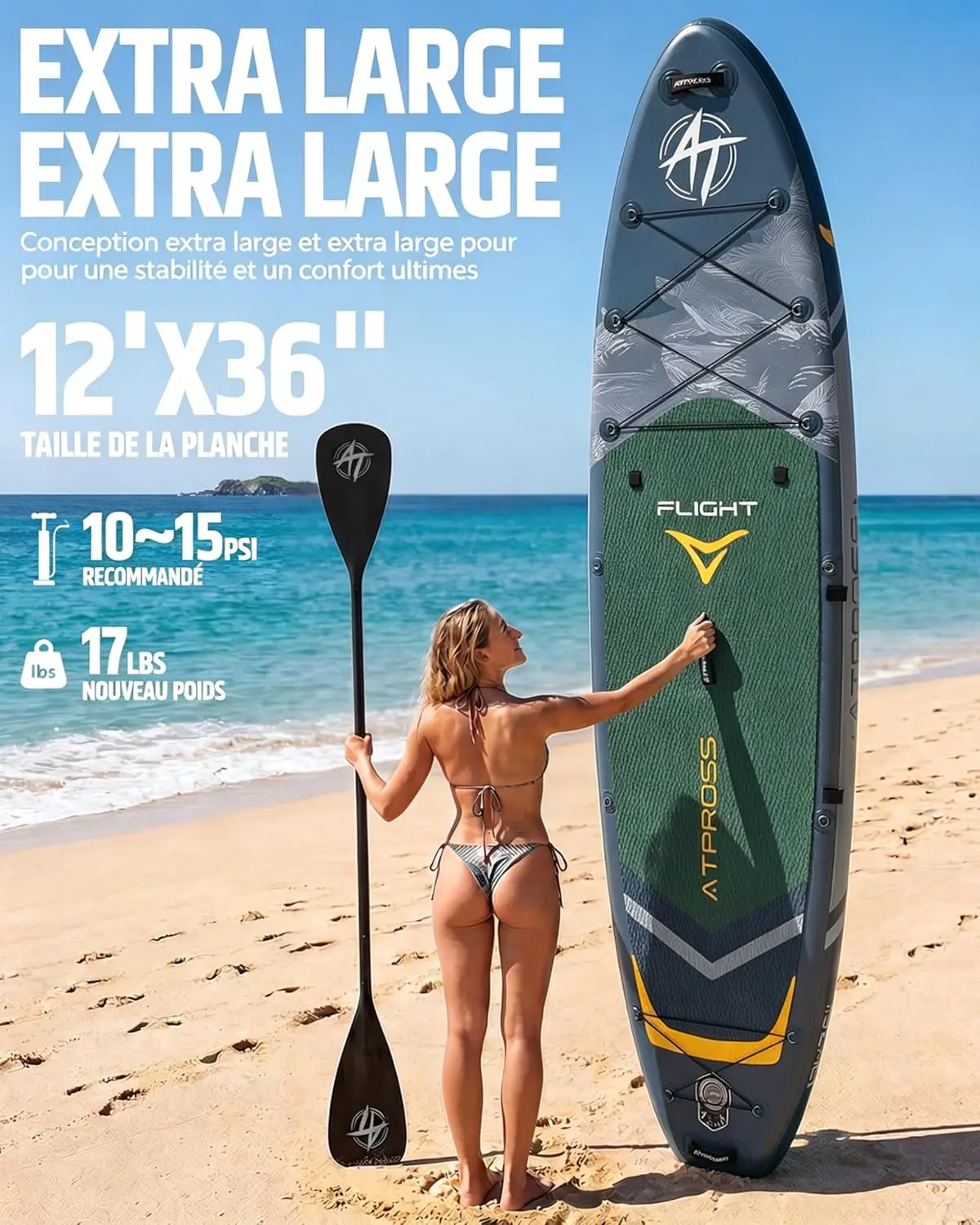 Paddle gonflable gris vue 3