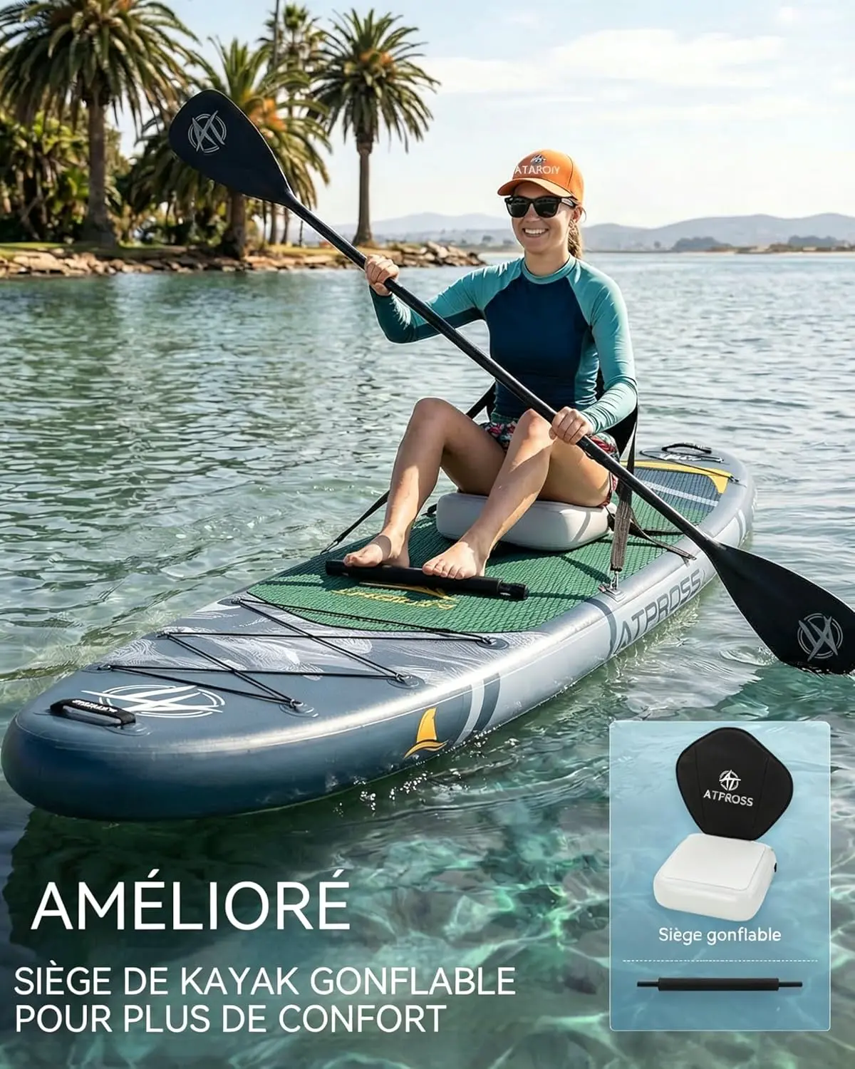 Paddle gonflable gris vue 5