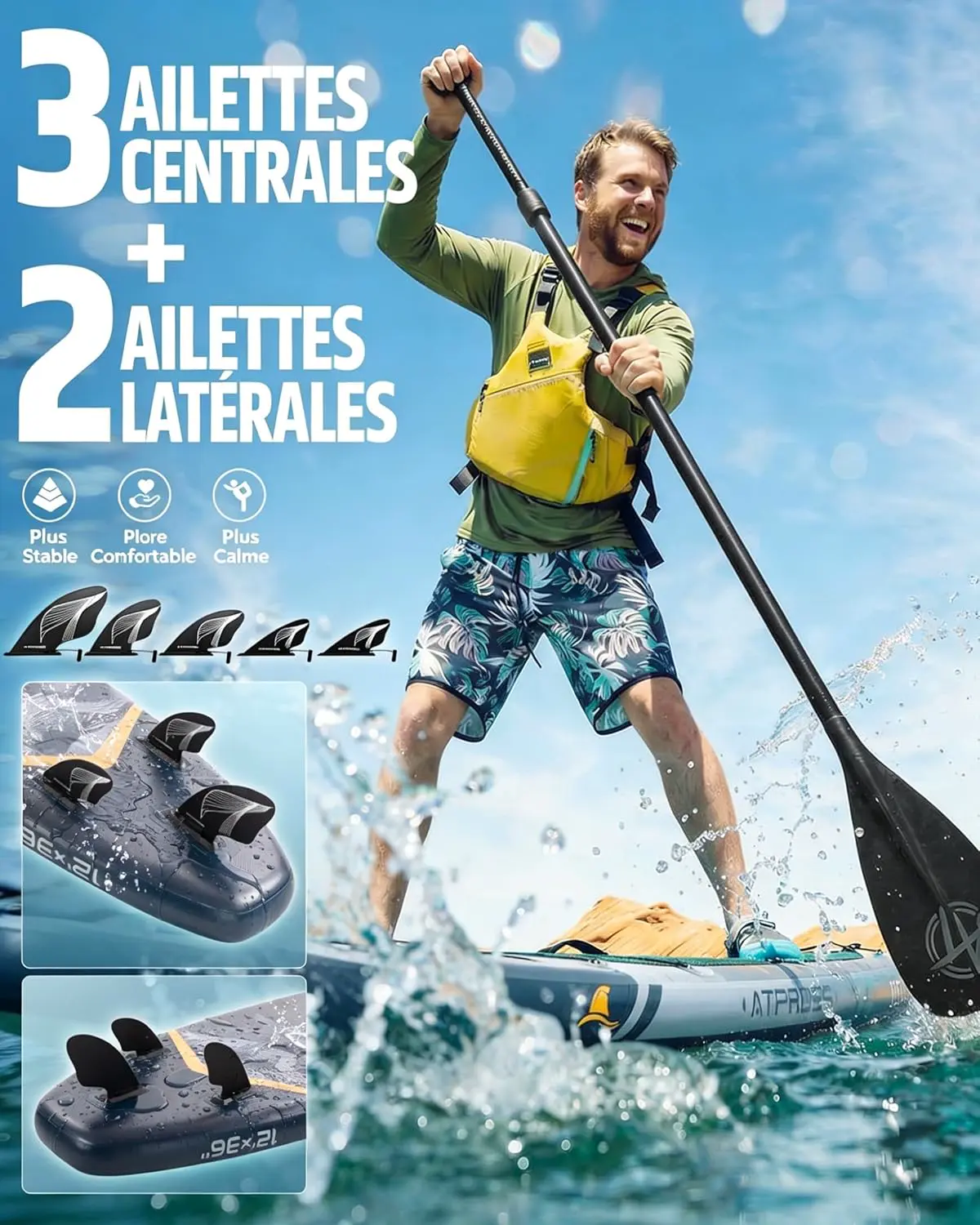 Paddle gonflable gris vue 6