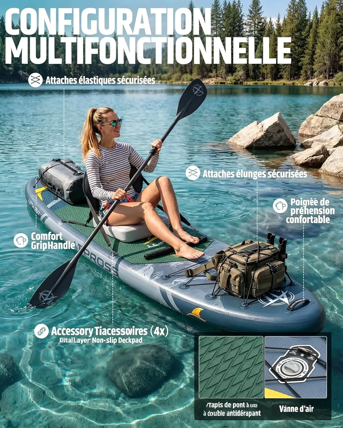 Paddle gonflable gris vue 7