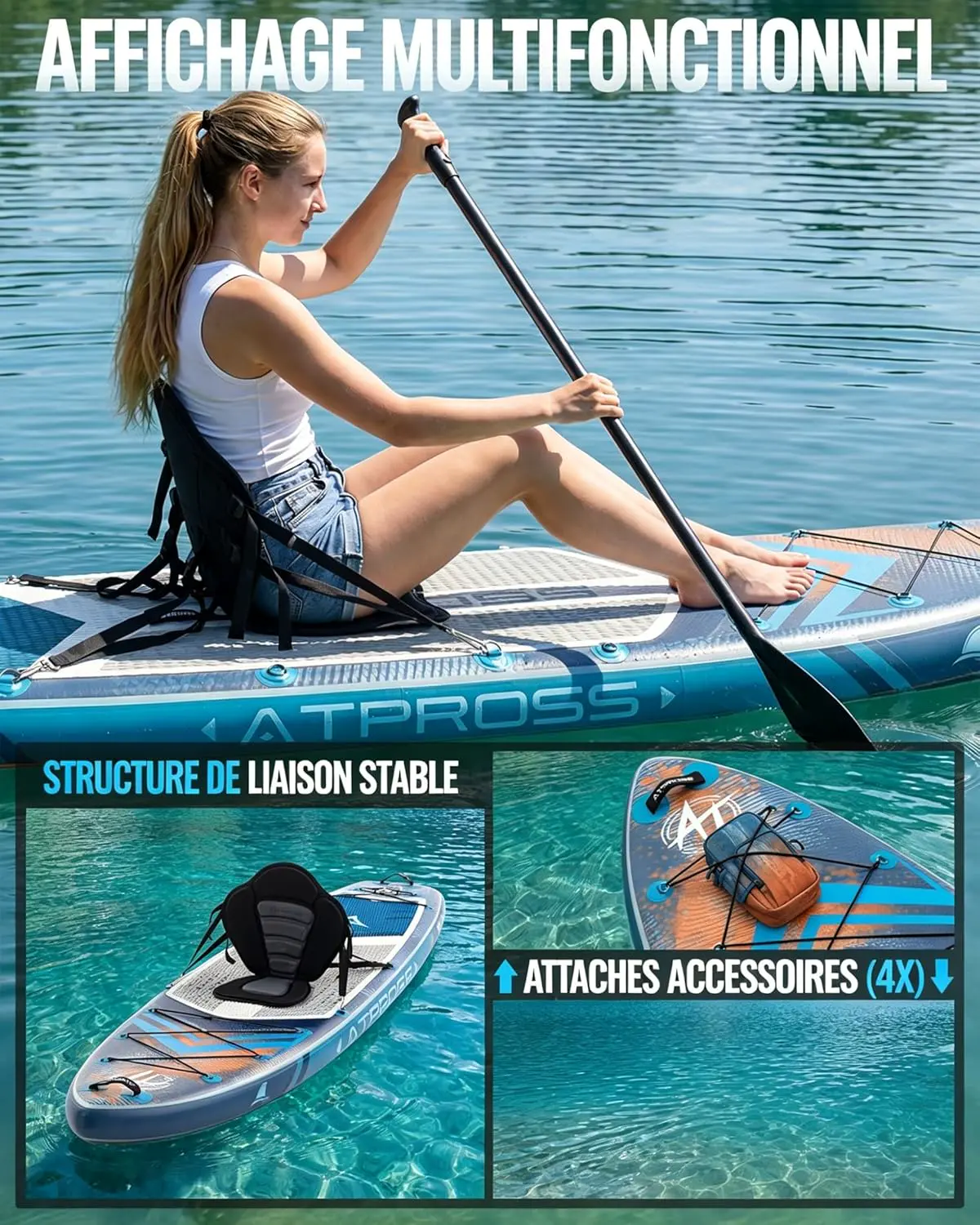 Paddle gonflable Stand Up Paddle Gonflable Adulte avec Siège K… vue 5