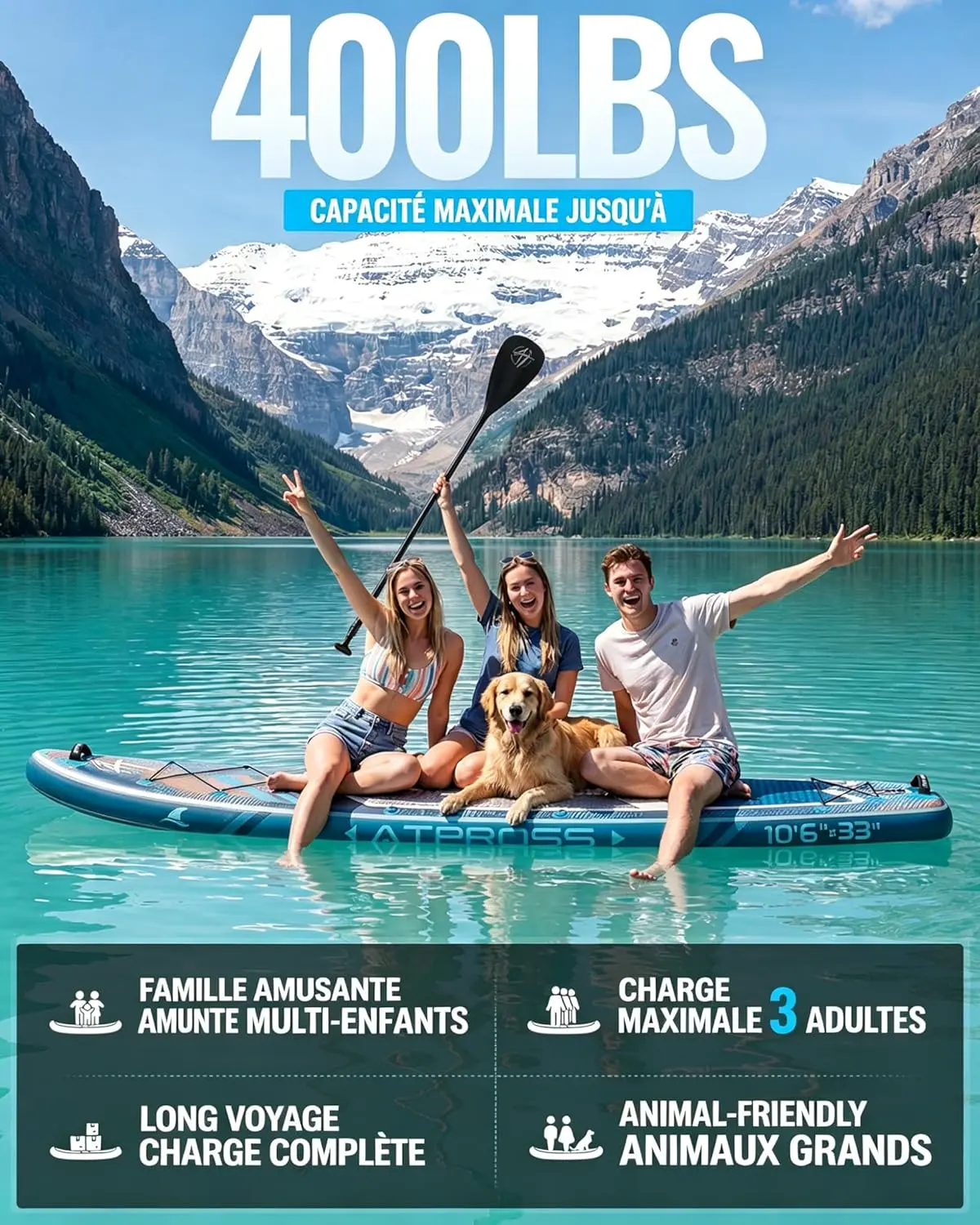 Paddle gonflable bleu vue 2