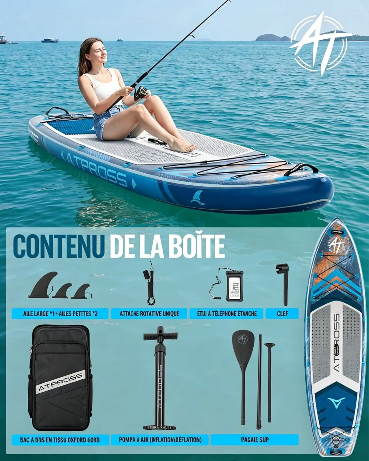 Paddle gonflable bleu vue 5