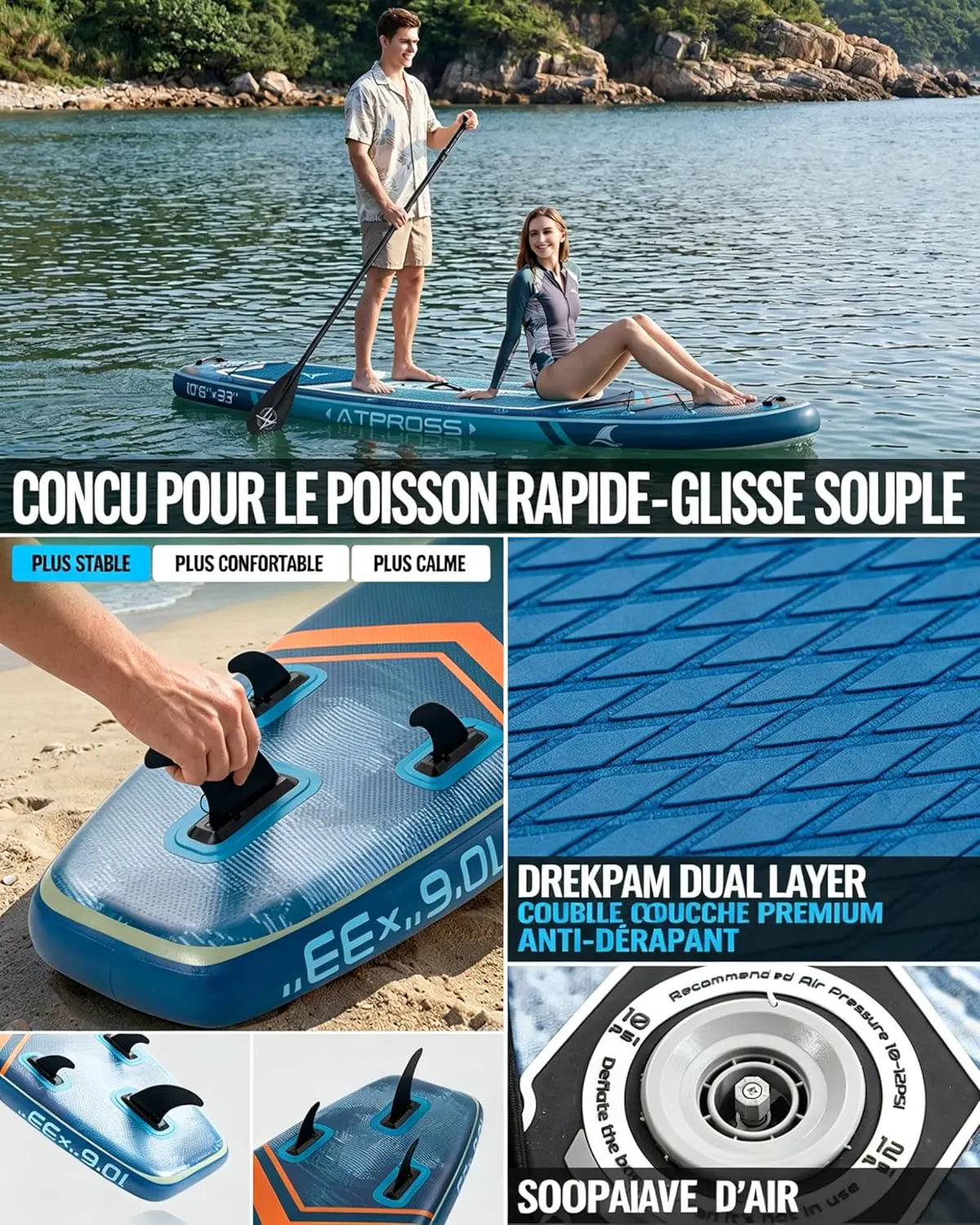 Paddle gonflable bleu vue 7