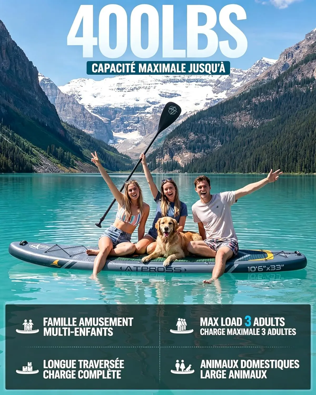 Paddle gonflable vert vue 2