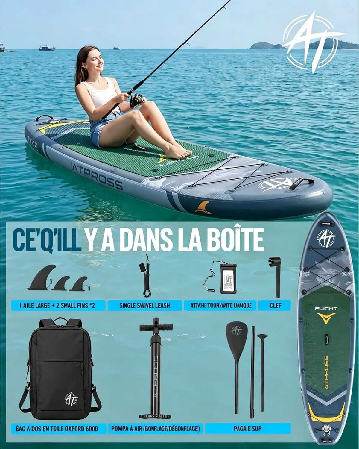 Paddle gonflable vert vue 5