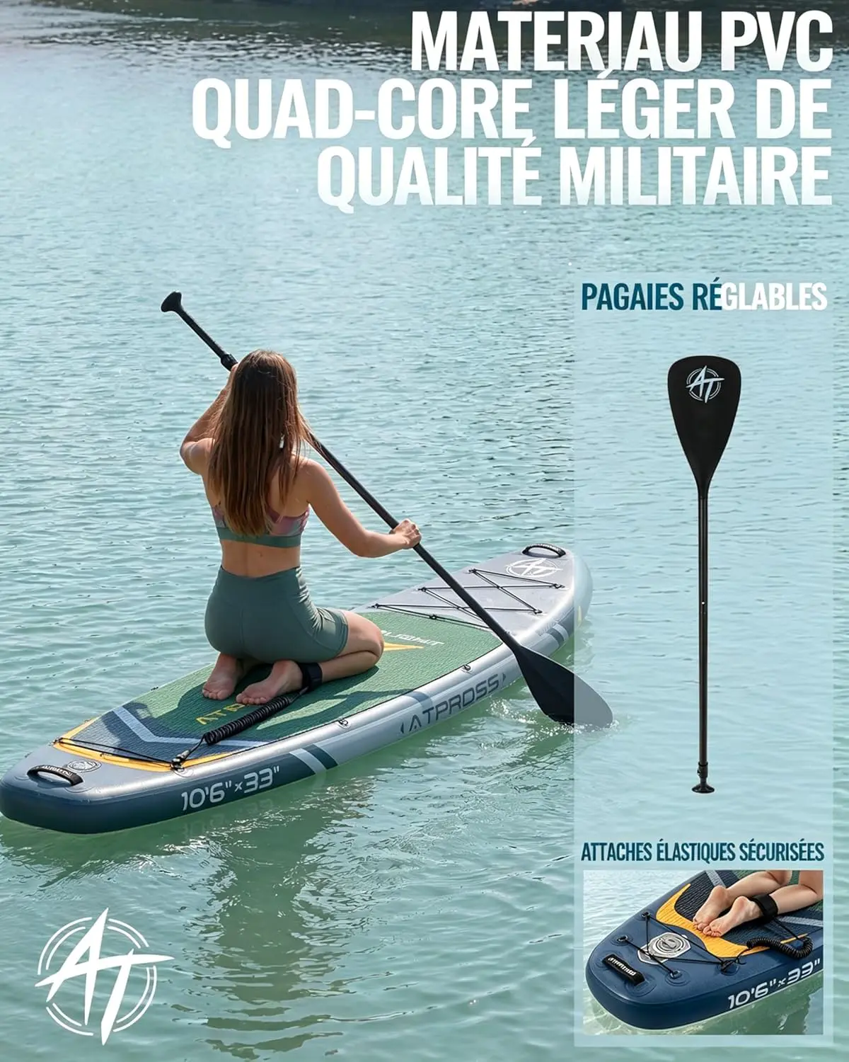 Paddle gonflable vert vue 6