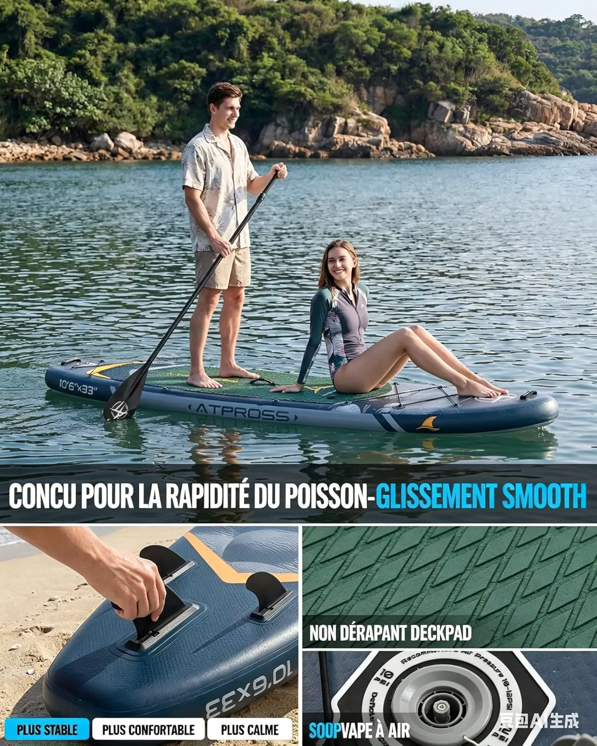 Paddle gonflable vert vue 8
