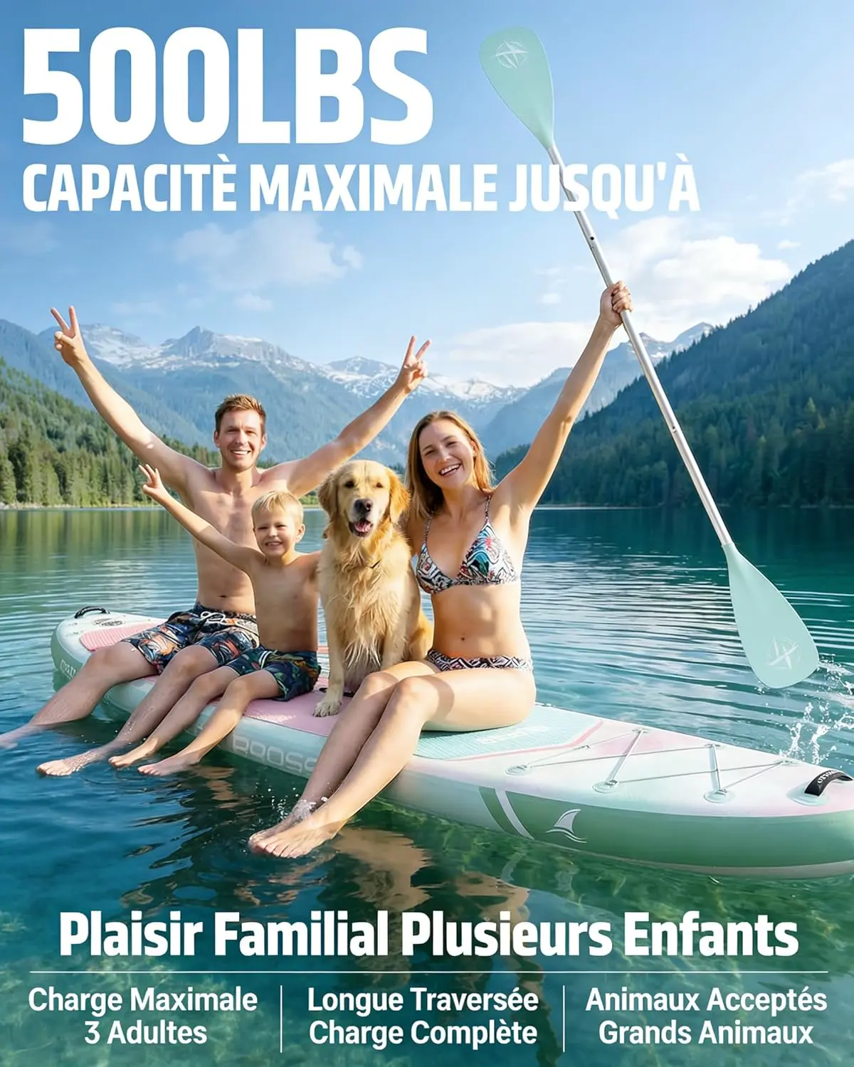 Paddle gonflable vert vue 2