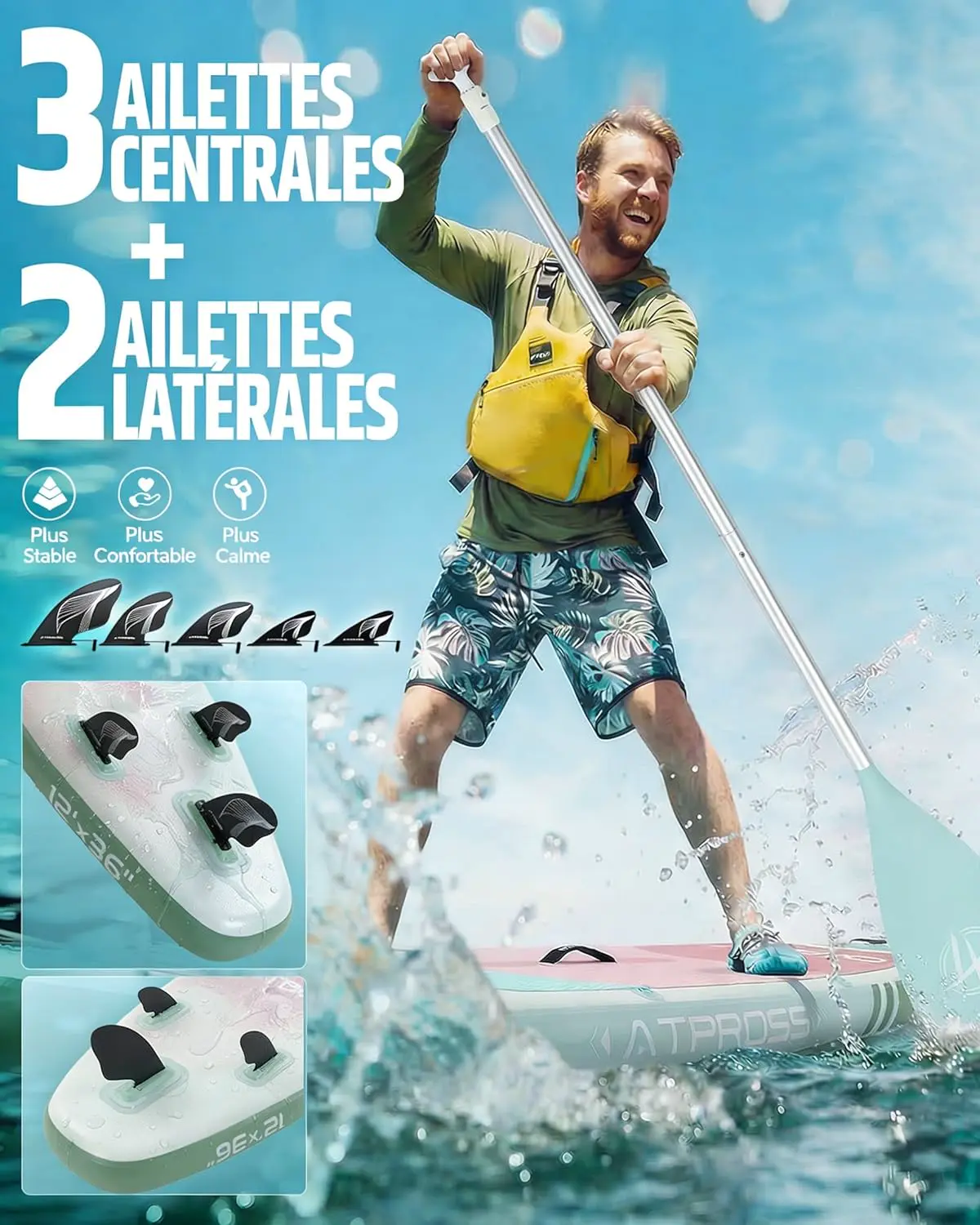 Paddle gonflable vert vue 6