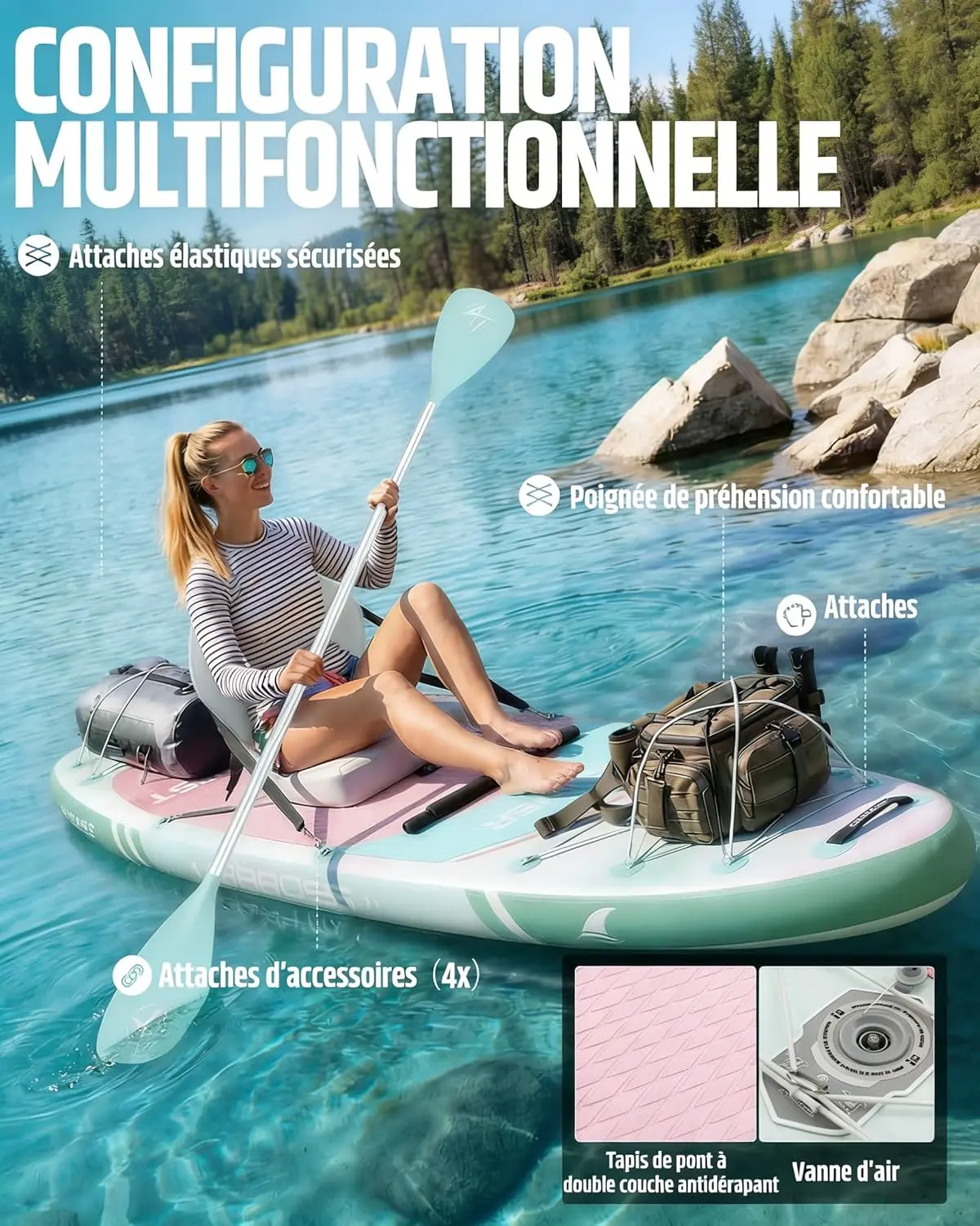 Paddle gonflable vert vue 7