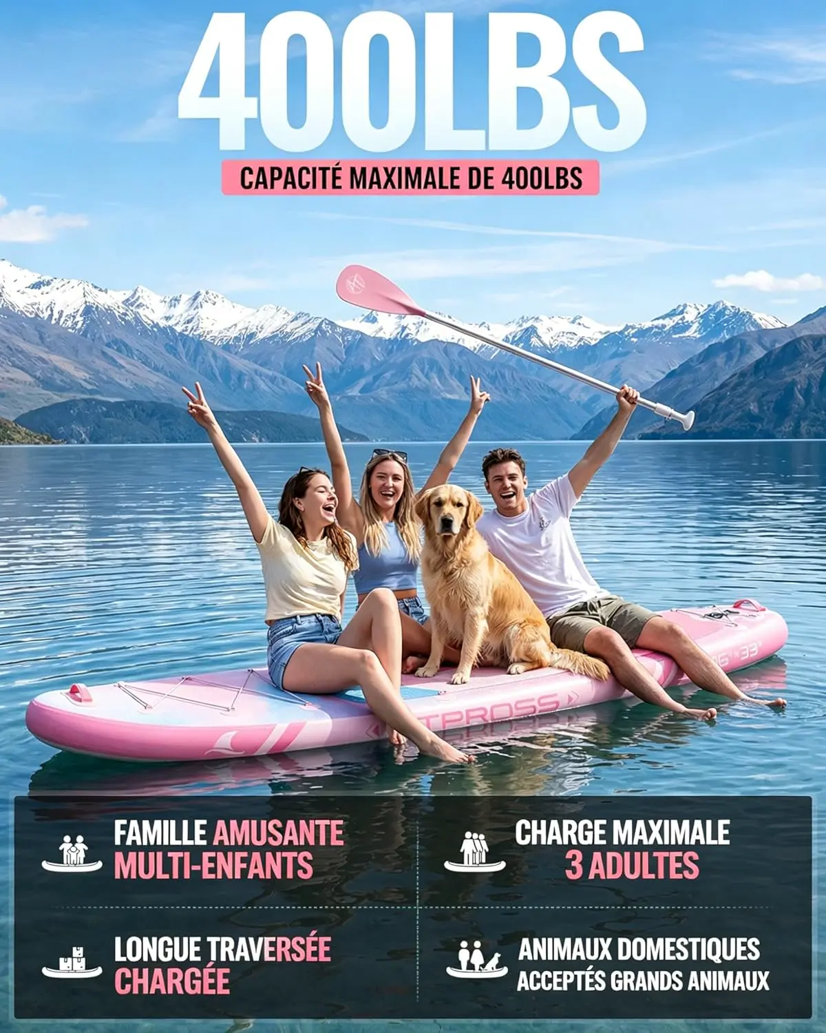 Paddle gonflable bleu vue 2