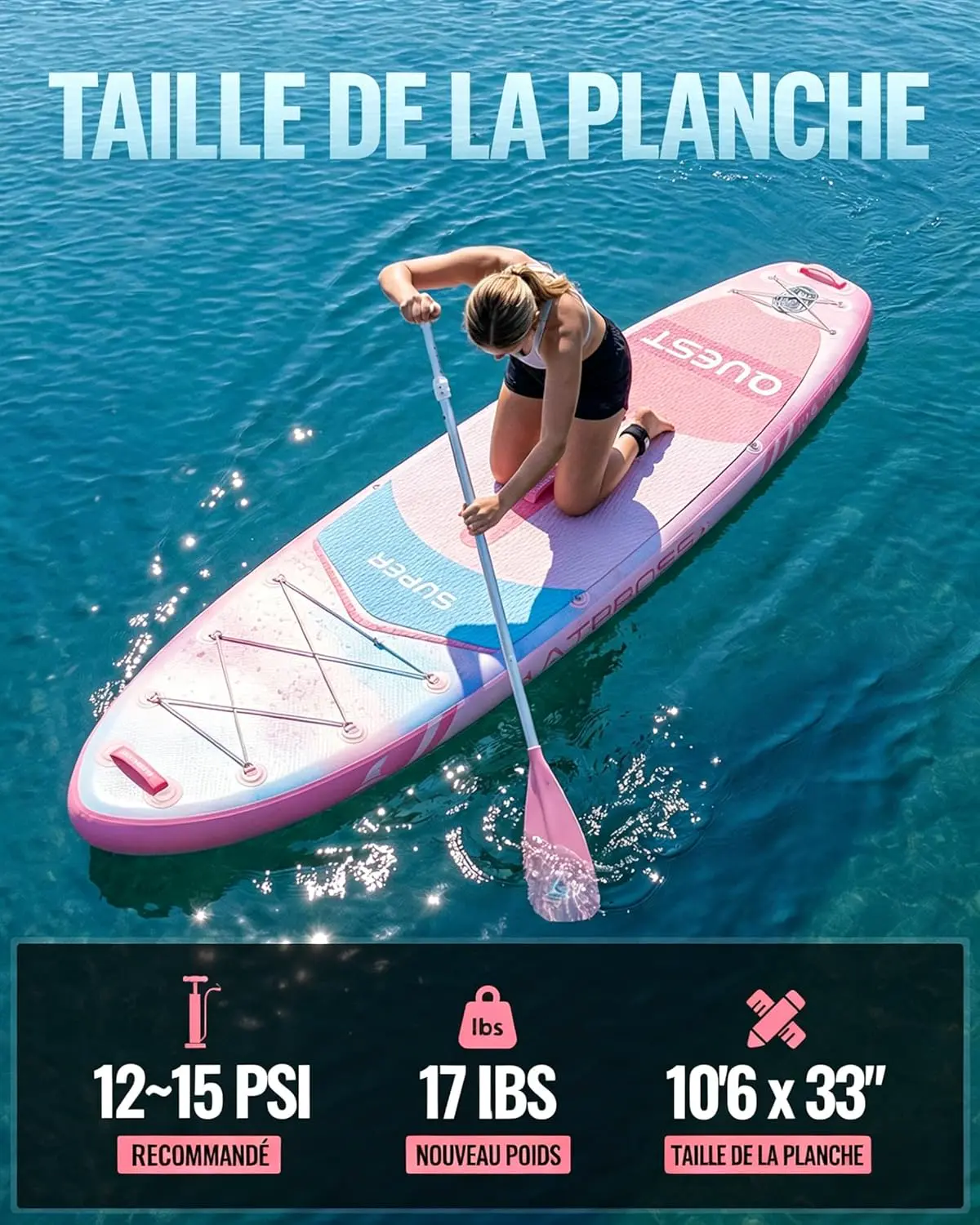 Paddle gonflable bleu vue 4