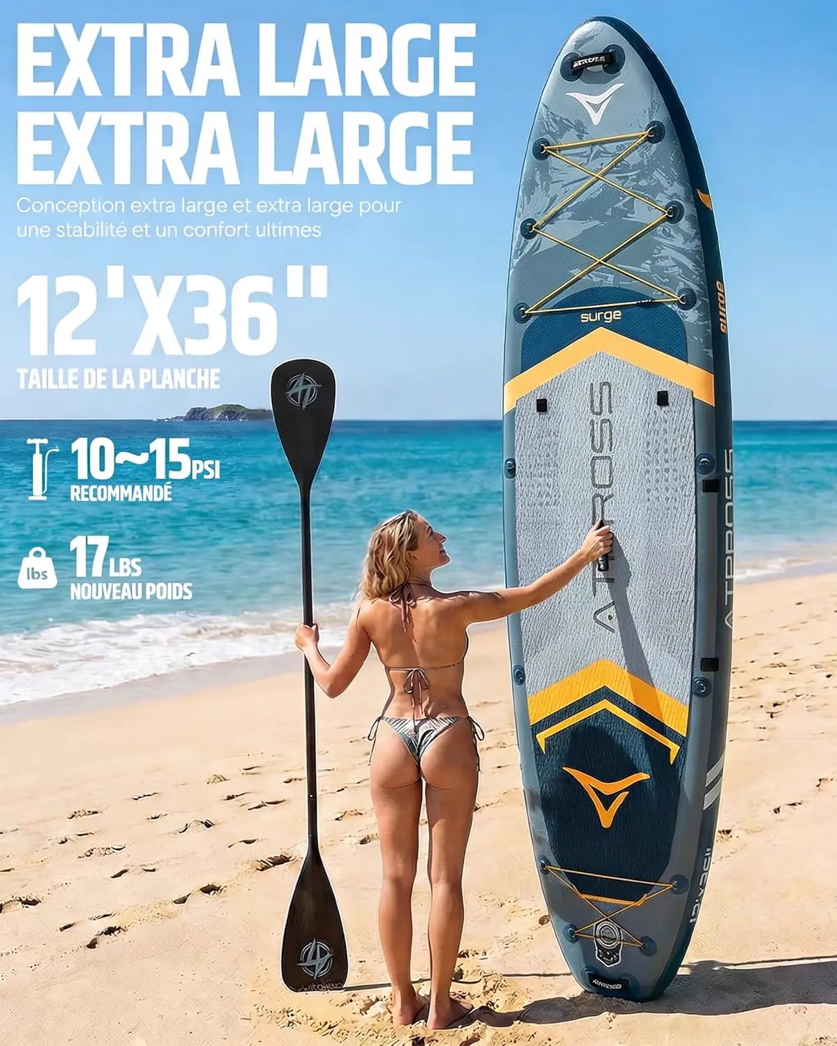 Paddle gonflable 2 places 366 x 92 cm vue 3