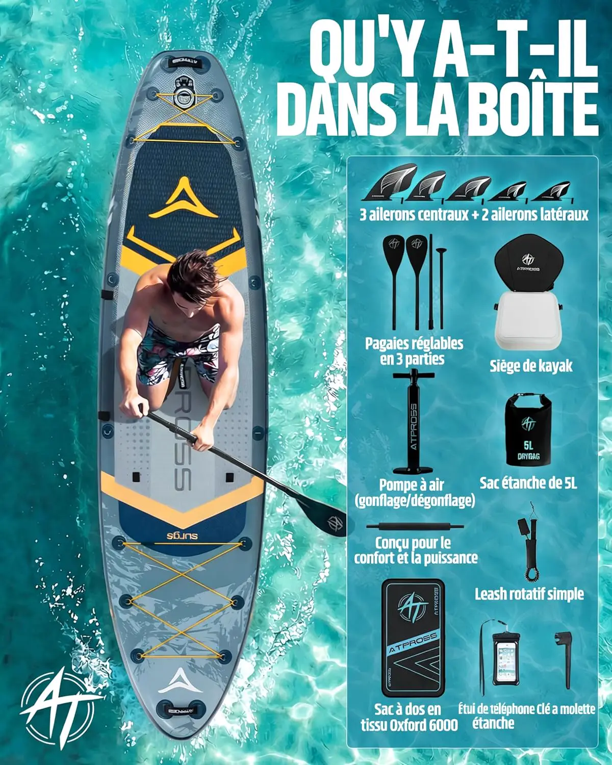 Paddle gonflable 2 places 366 x 92 cm vue 4