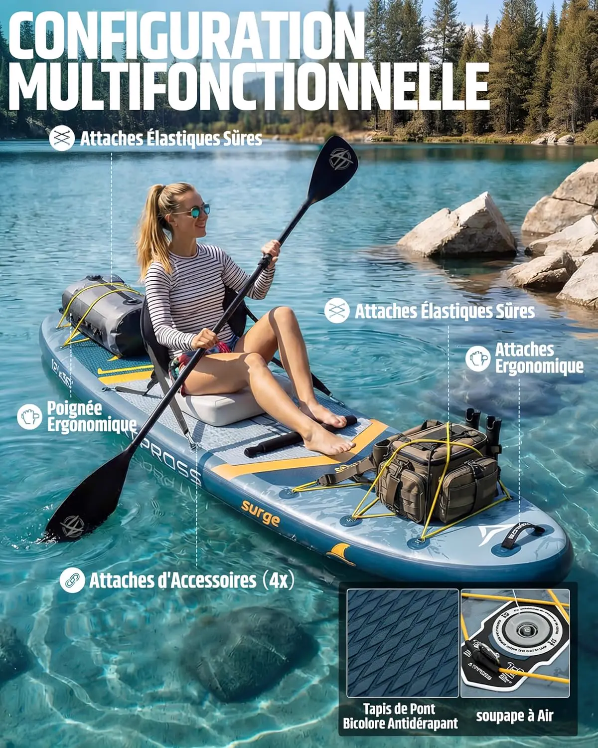 Paddle gonflable 2 places 366 x 92 cm vue 7