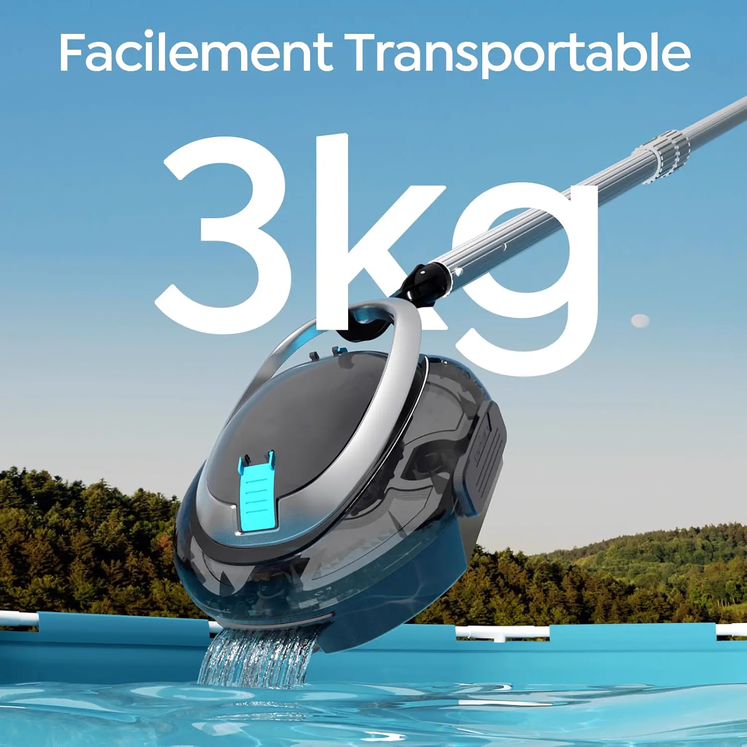 Robot piscine gris 80 m² vue 7