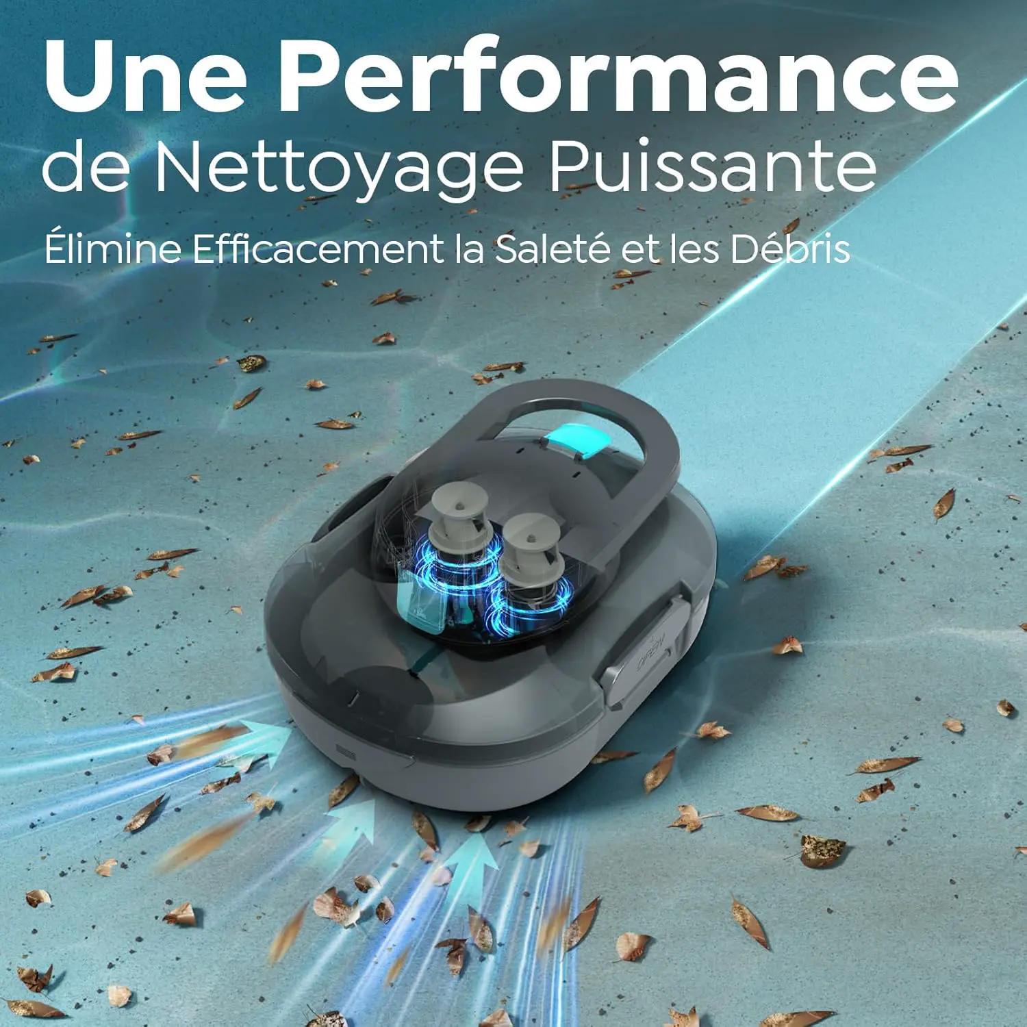 Robot piscine gris 100 m² vue 2