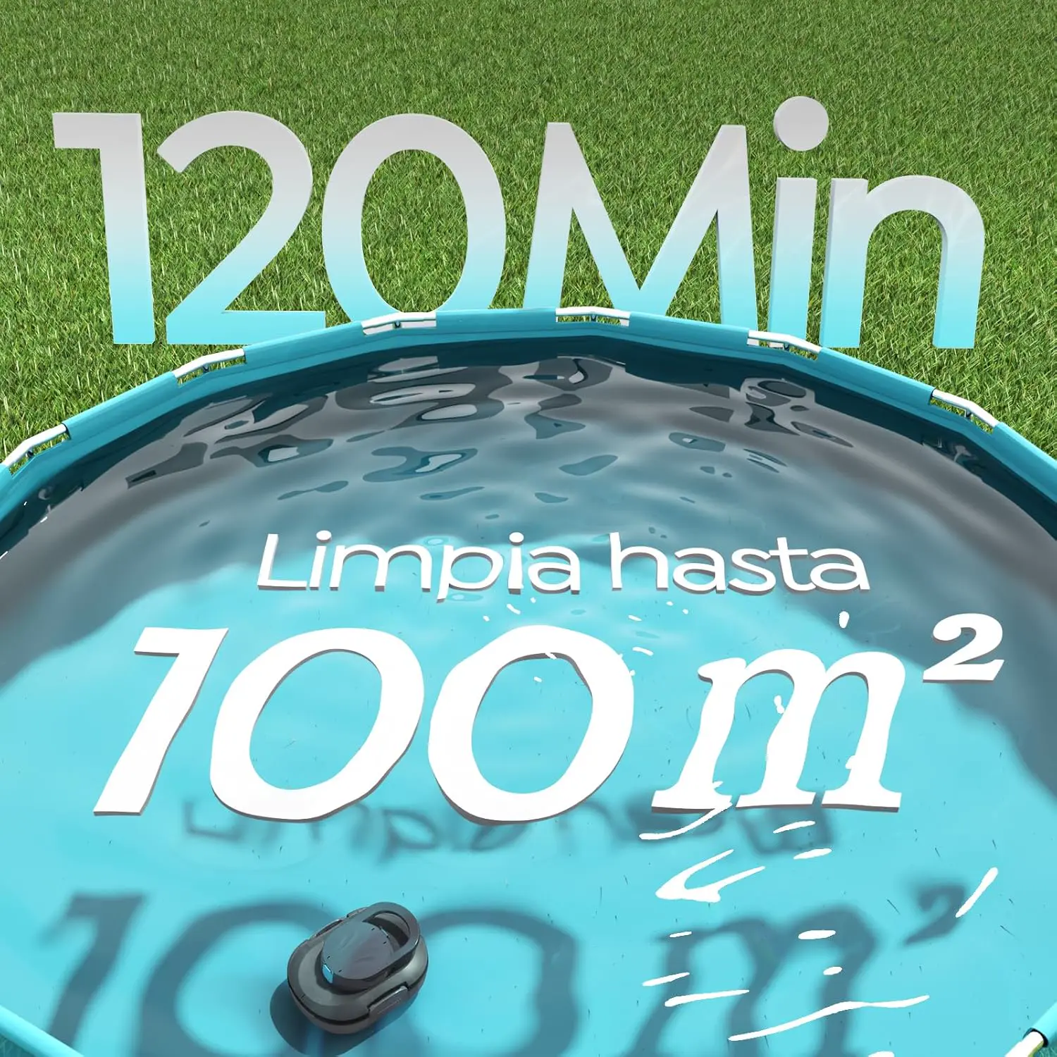 Robot piscine gris 100 m² vue 3