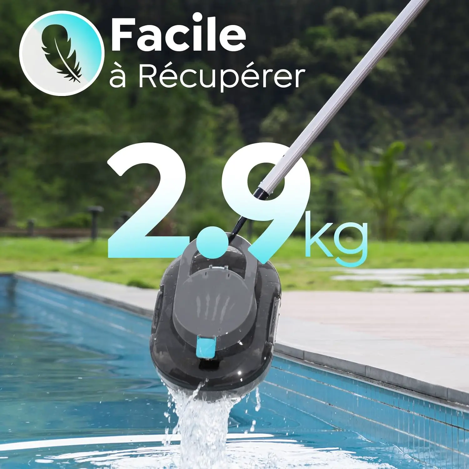 Robot piscine gris 100 m² vue 4