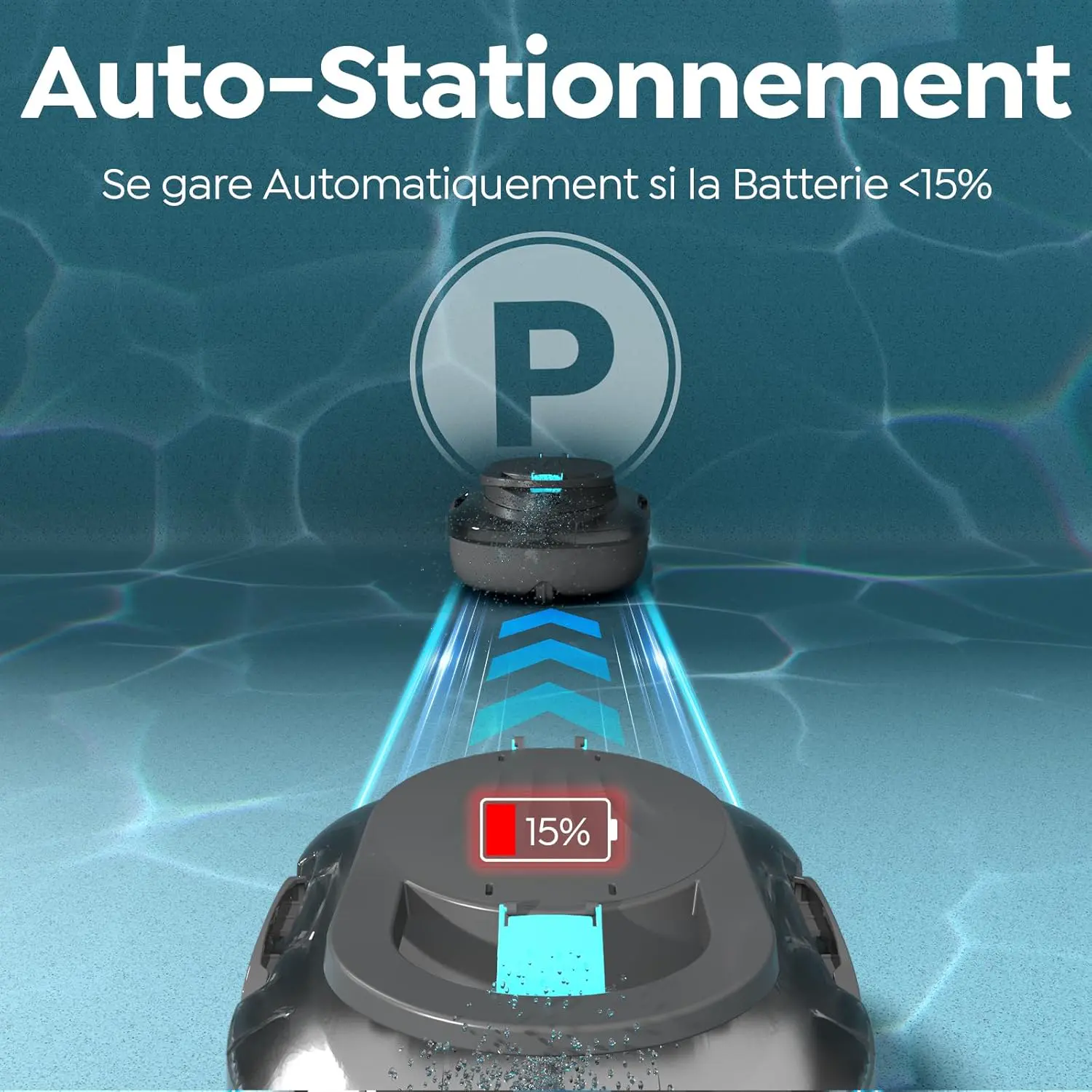 Robot piscine gris 100 m² vue 5