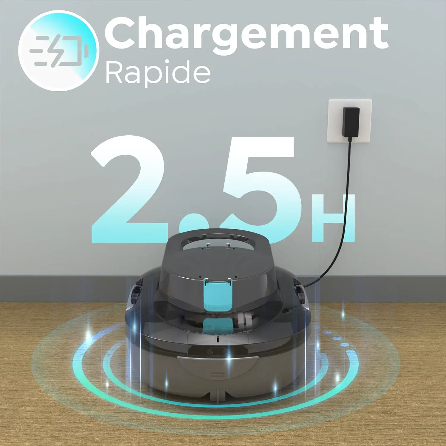 Robot piscine gris 100 m² vue 8