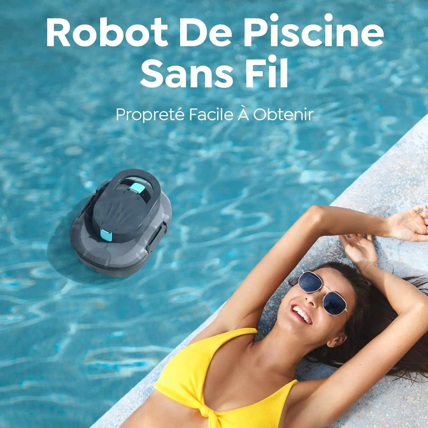 Robot piscine gris 100 m² vue 9