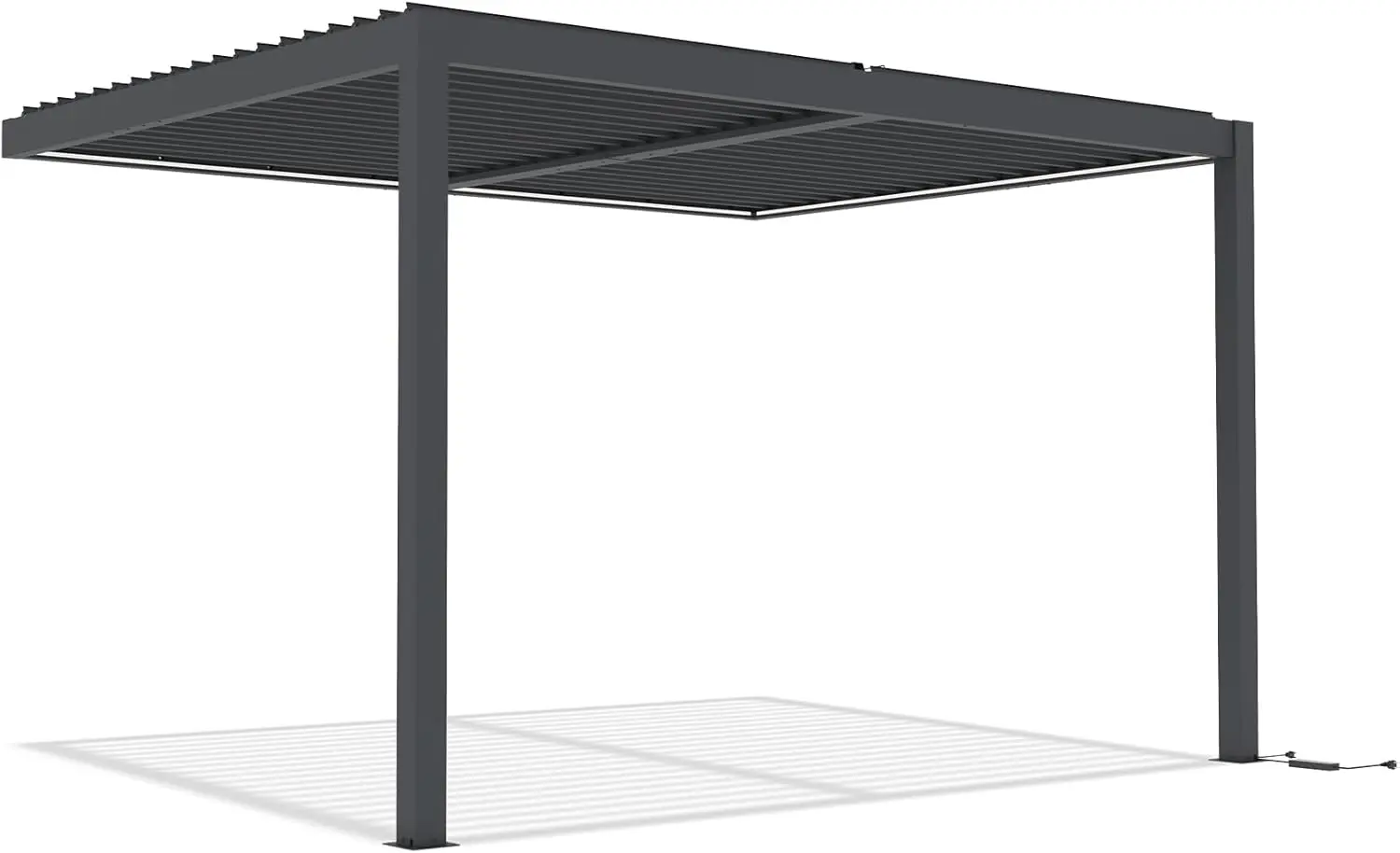 Pergola en aluminium gris 11,8 m² adossée motorisée vue 6