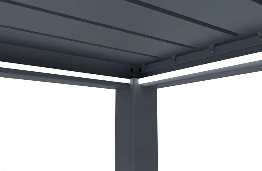 Pergola en aluminium gris 11,8 m² adossée motorisée vue 8