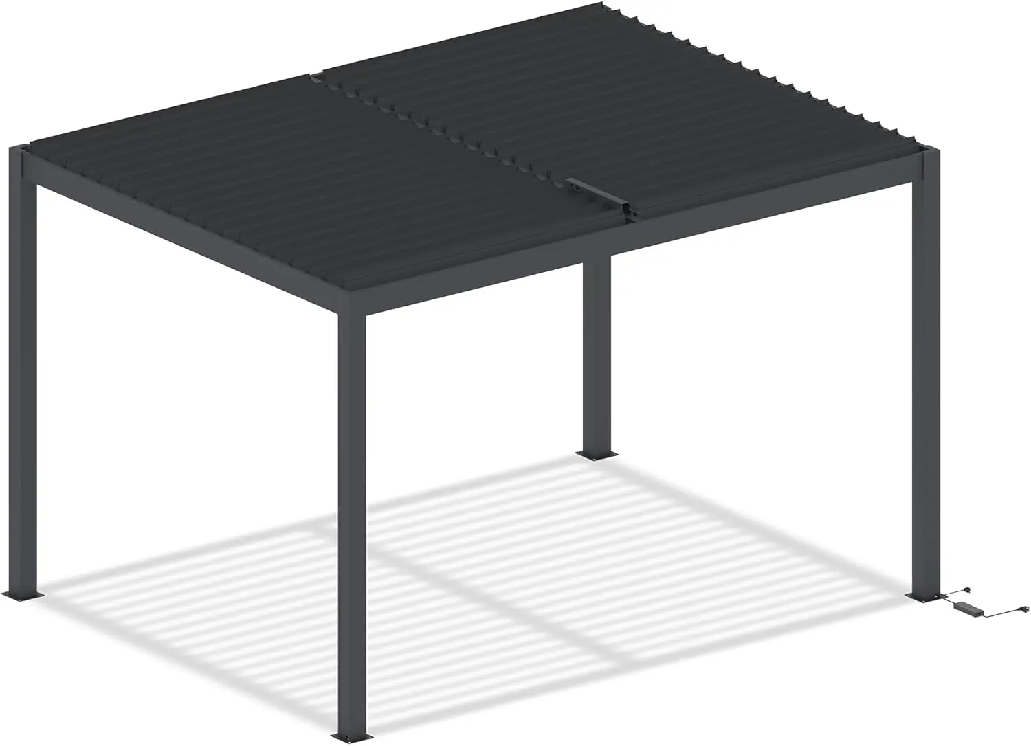 Pergola en aluminium gris 4x3m autoportée motorisée vue 9