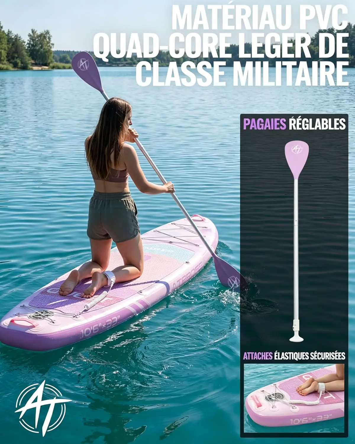 Paddle gonflable violet vue 7
