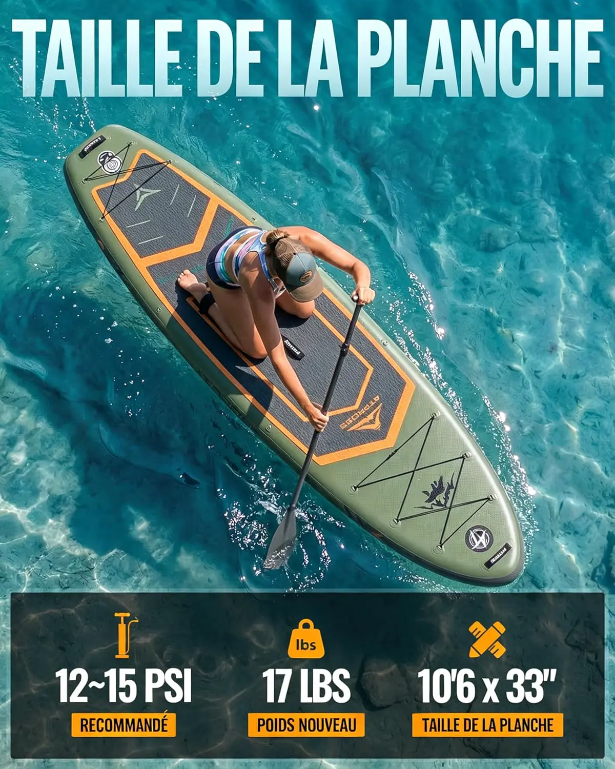 Paddle gonflable gris vue 2