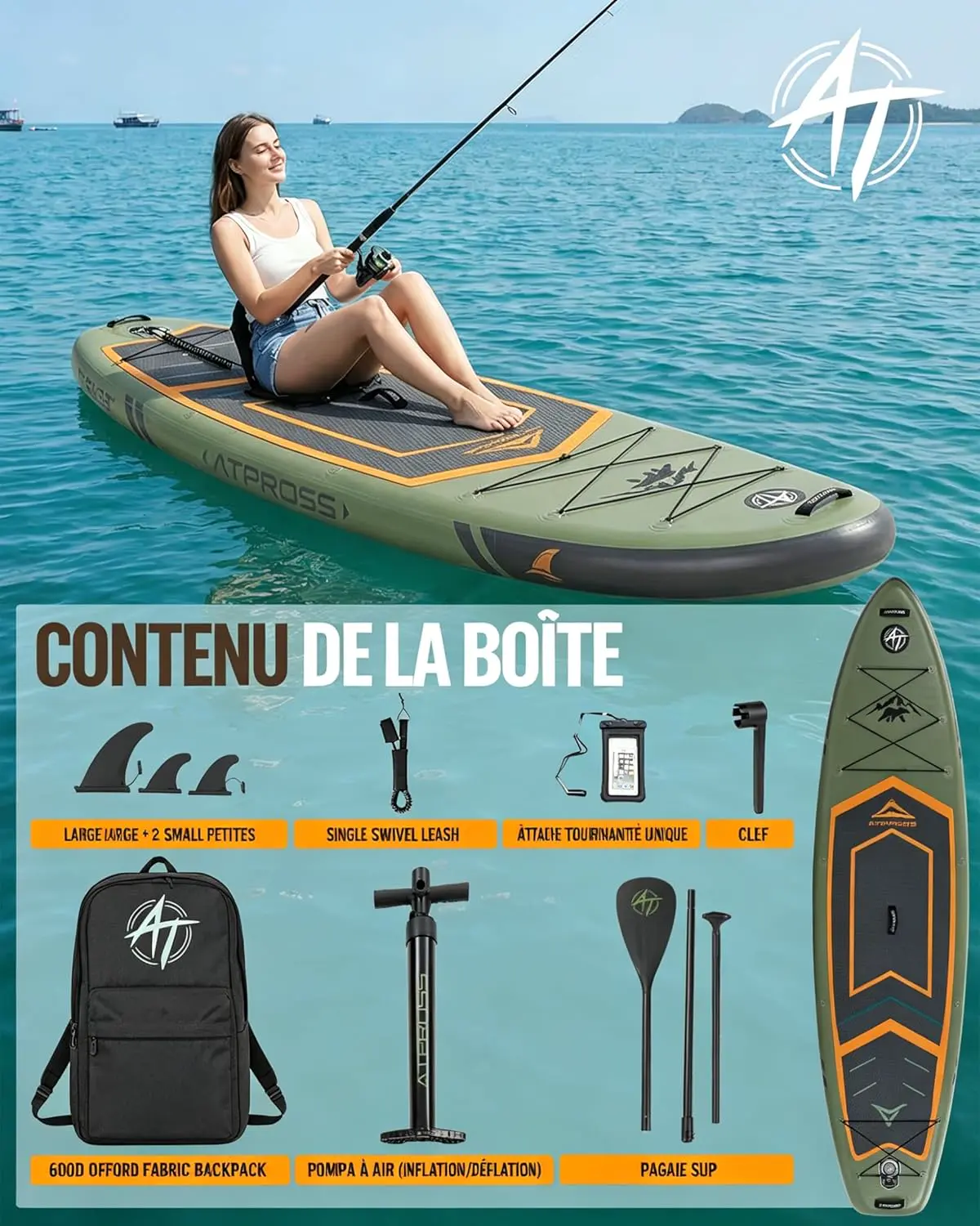 Paddle gonflable gris vue 3