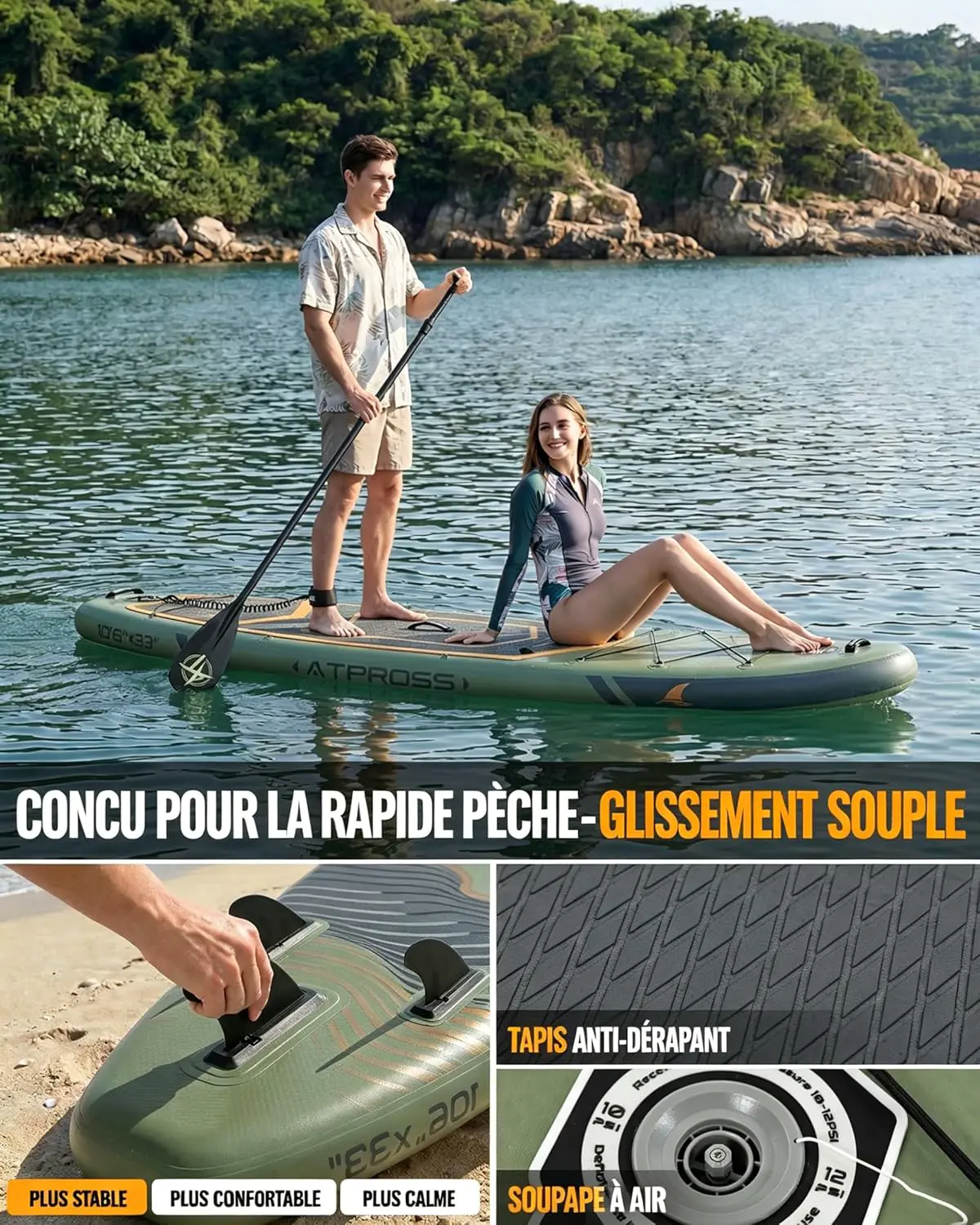 Paddle gonflable gris vue 5