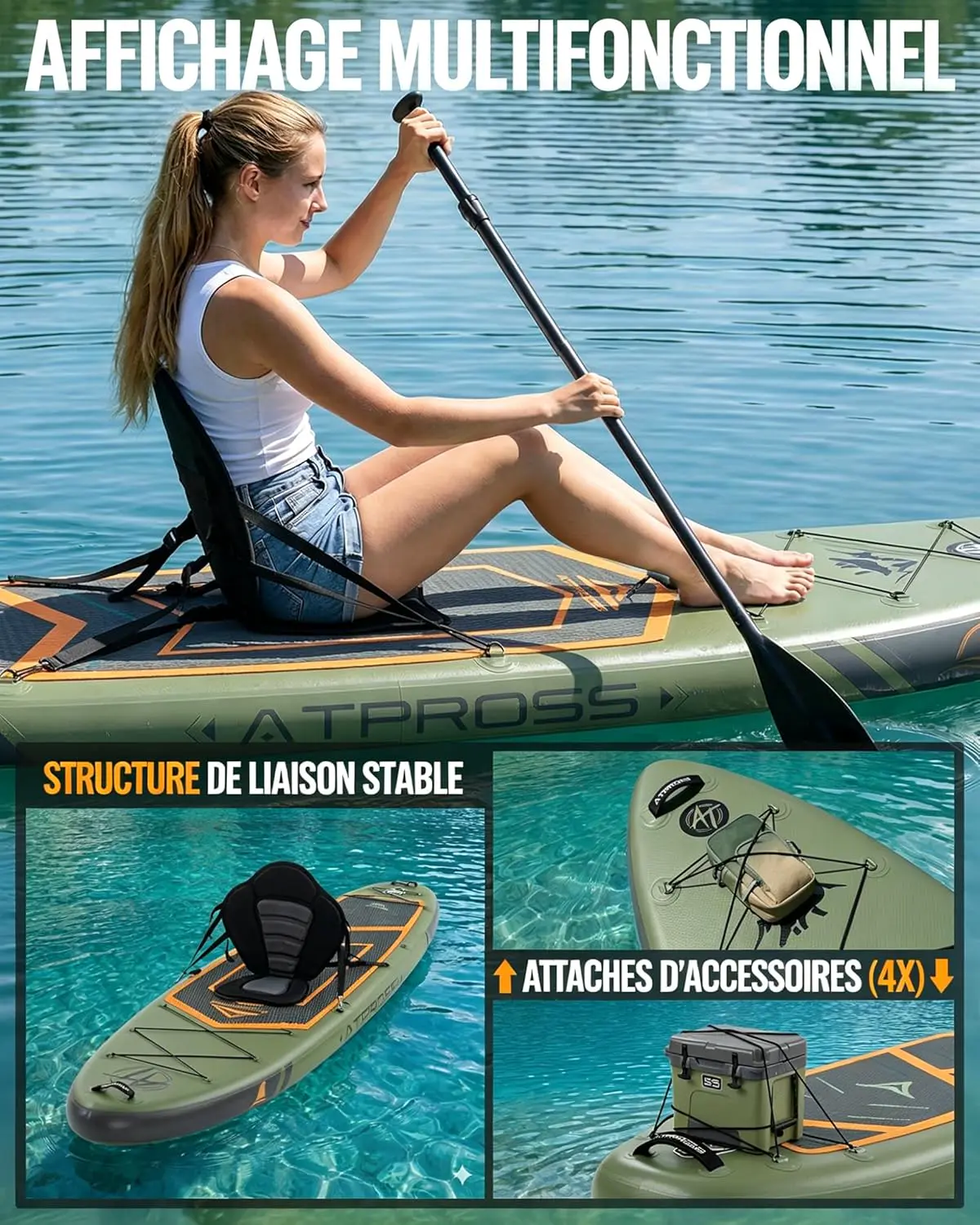 Paddle gonflable gris vue 6