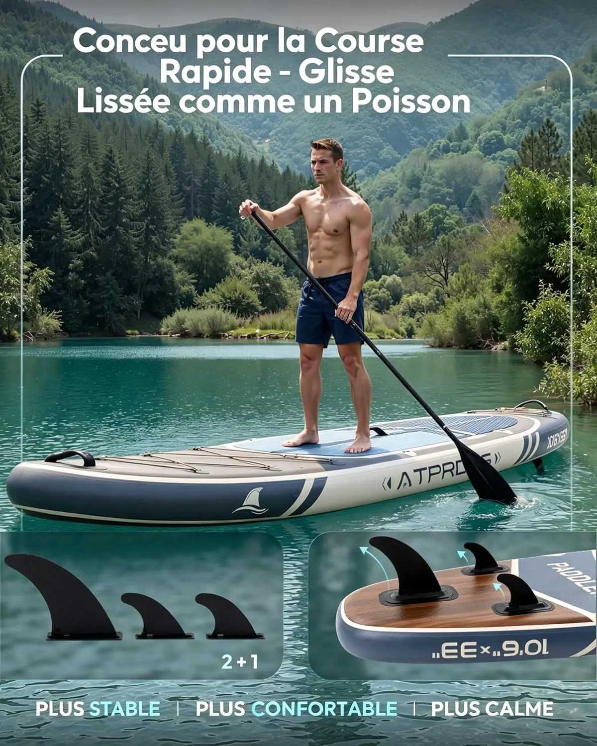 Paddle gonflable en bois vue 7