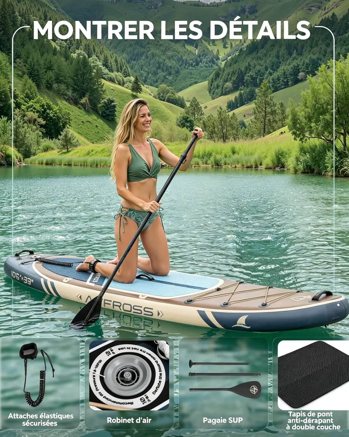 Paddle gonflable en bois vue 8